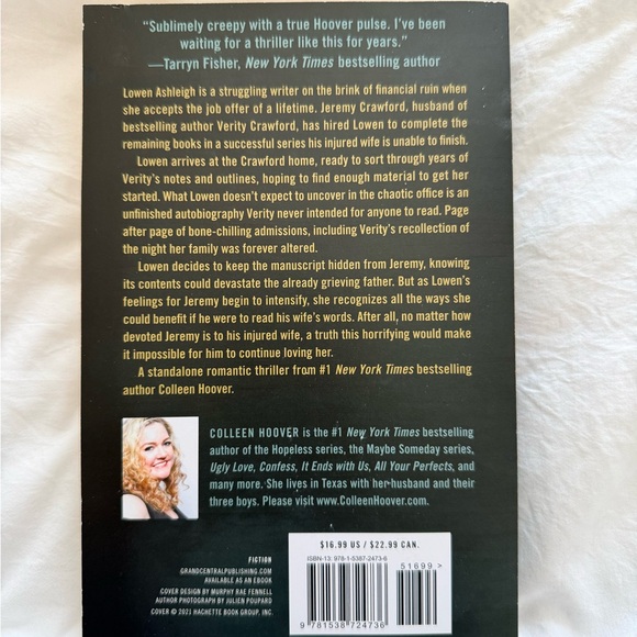 Verity by Colleen Hoover Book - Picture 2 of 2